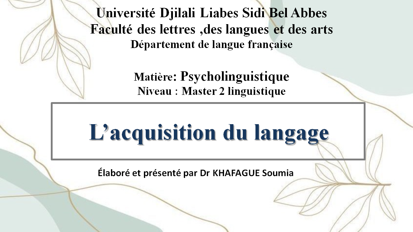 Psycholinguistique acquisition du langage